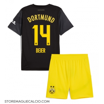 Borussia Dortmund Maximilian Beier #14 Maglia Gara Trasferta Repliche 2024-25 Bambino Maniche Corte